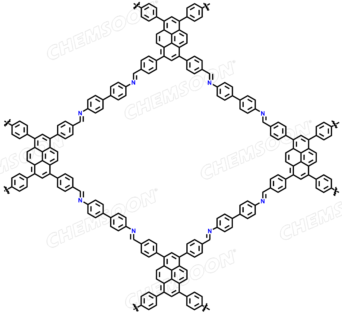 Benzaldehyde, 4,4′,4′′,4′′′-(1,3,6,8-pyrenetetrayl)tetrakis-, polymer with [1,1′-biphenyl]-4,4′-diamine