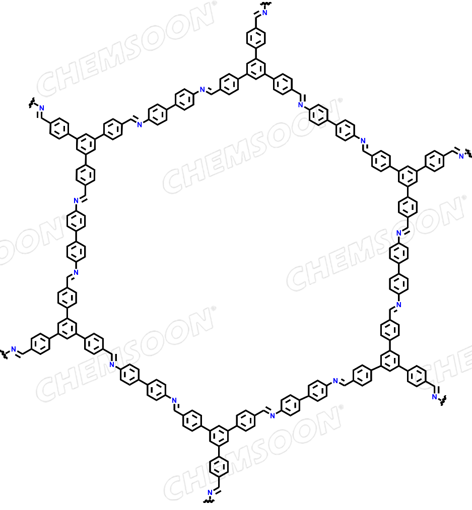 [1,1′:3′,1′′-Terphenyl]-4,4′′-dicarboxaldehyde, 5′-(4-formylphenyl)-, polymer with [1,1′-biphenyl]-4,4′-diamine