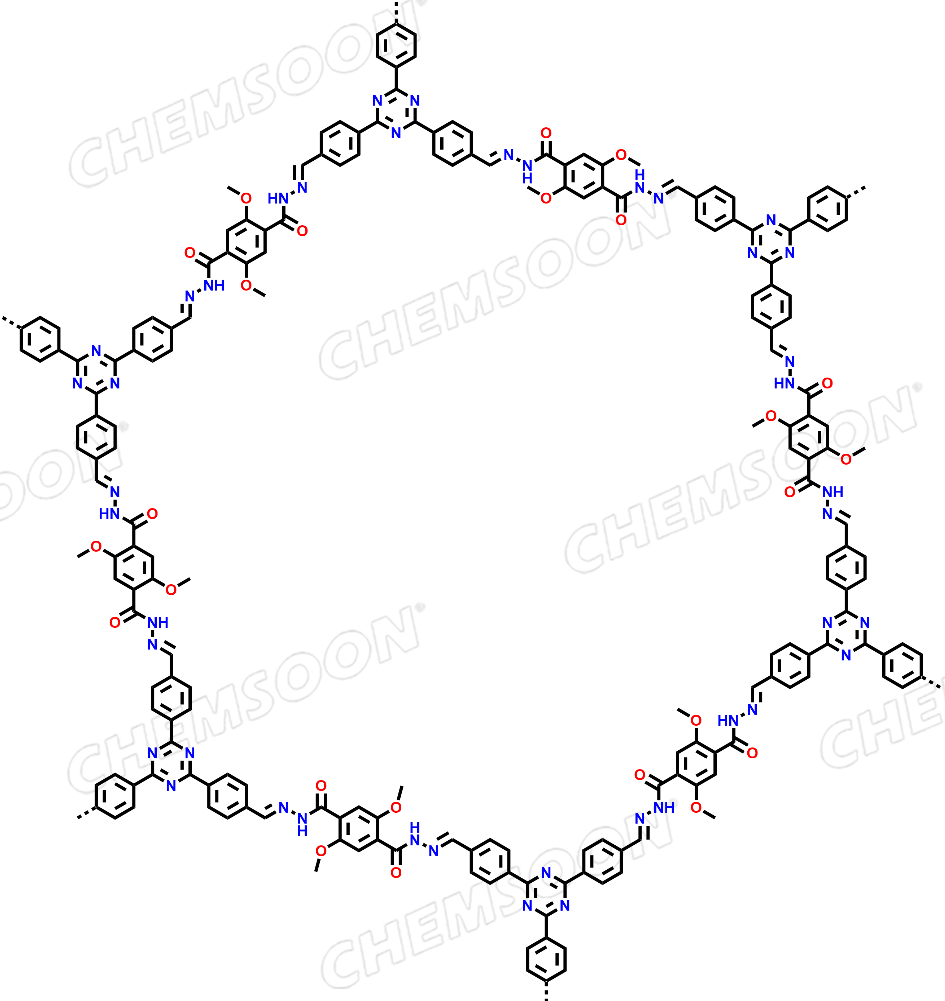 1,4-Benzenedicarboxylic acid, 2,5-dimethoxy-, 1,4-dihydrazide, polymer with 4,4′,4′′-(1,3,5-triazine-2,4,6-triyl)tris[benzaldehyde]